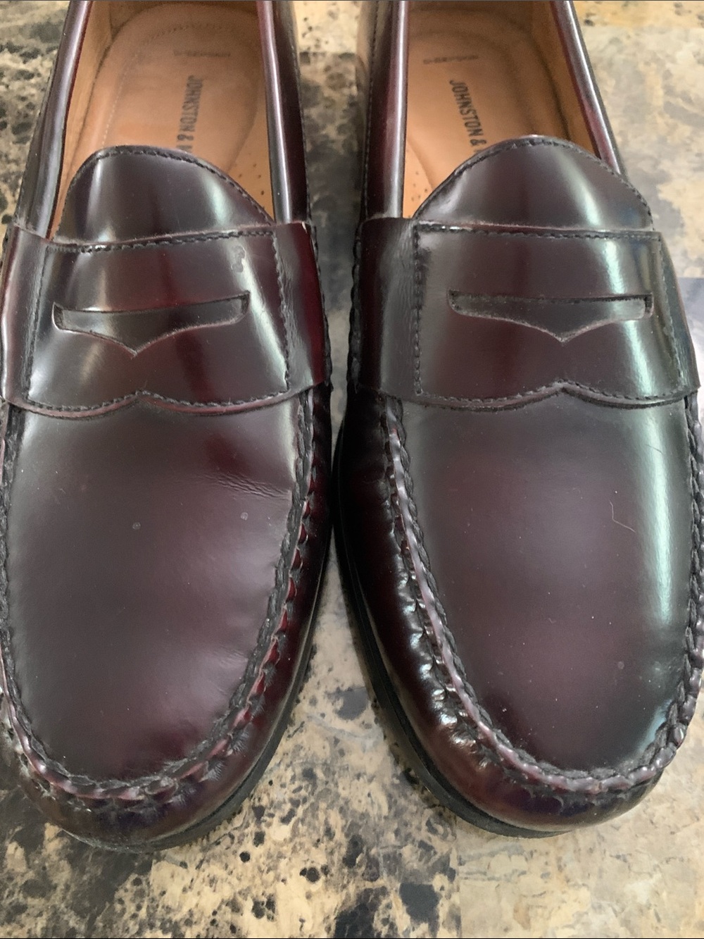 Johnston & Murphy Men's Burgundy Leather Penny Loafers - Picture 4 of 4